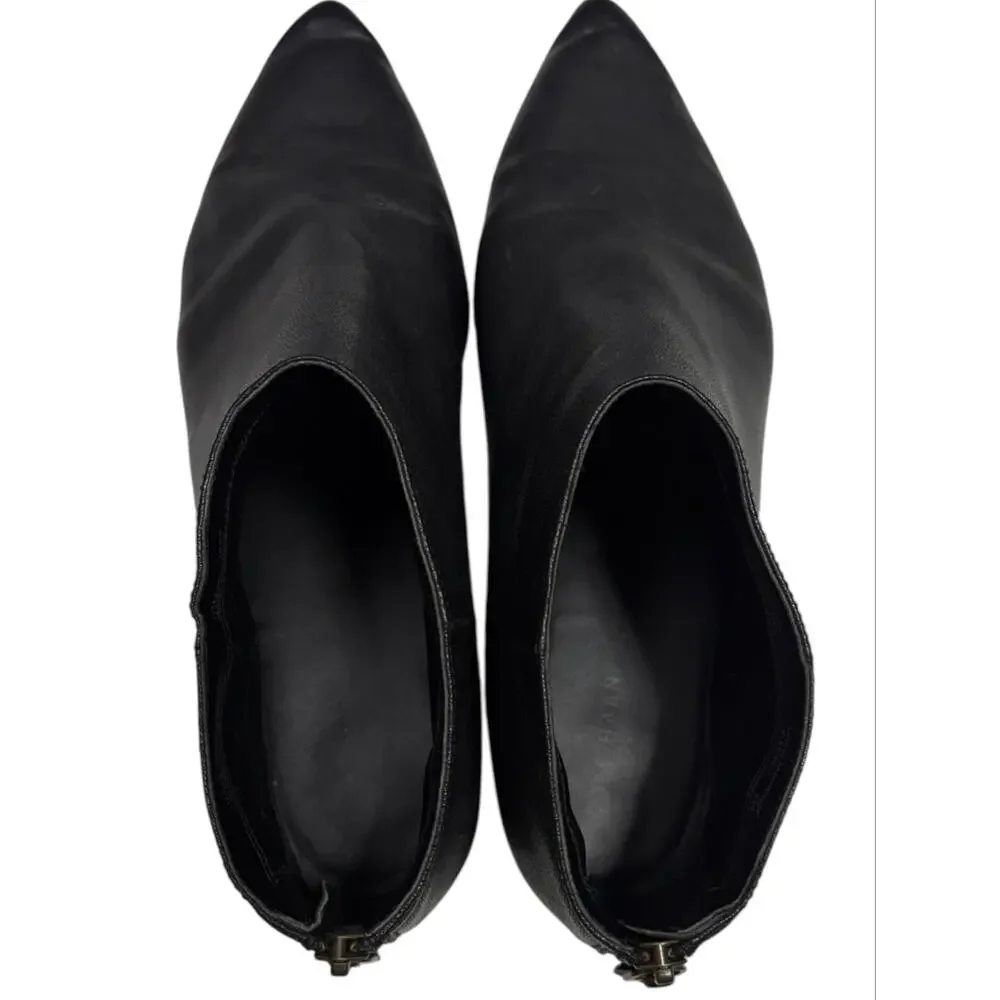 Cole Haan Black Leather Ankle Boots Pointed Toe Booties Back Zip Women’s 10.5